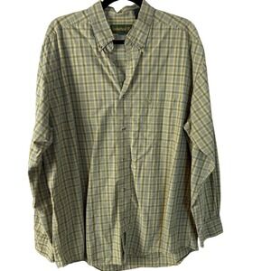 SALE Timberland Plaid Button Down Shirt Mens L Yellow Blue Long Sleeve‎